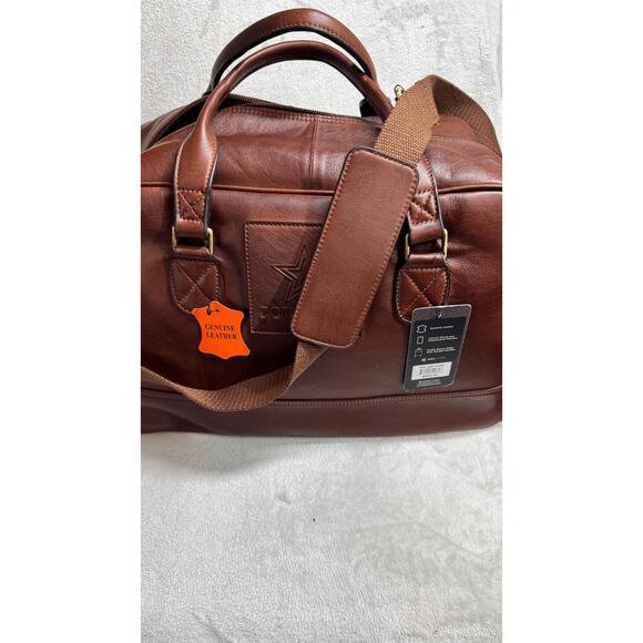NFL Dallas Cowboys Brown Genuine Leather Weekender Duffel Bag New With Tags - Picture 2 of 16